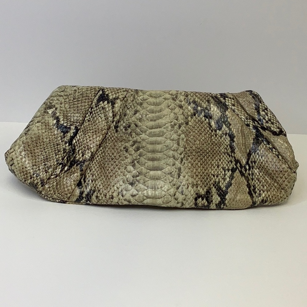 The Limited Faux Snakeskin Clutch Tan Brown Black